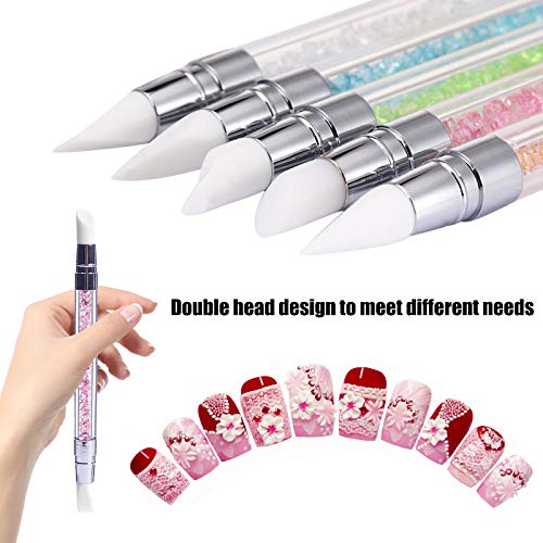 5 Pcs Nail Art Sculpture Pen Dual Tipped Silicone Nail Tools Nail Art  Acrylic Pen Silicone Brushes for Resin Nail Art Tools for Design Nail Foil  Carving Drawing Effect Shaping Drawing