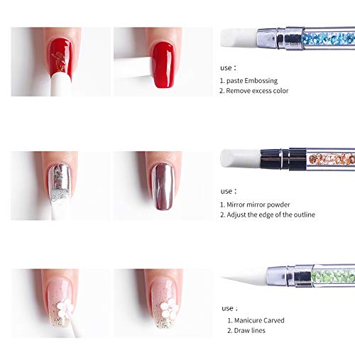 5pcs Silicone Nail Art Acrylic Pen Brushes Set,Dual Tipped Silicone Nail  Tools,Silicone Head Acrylic Handle Nail Art Brushes,Nail Brush Silicone Pen